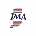 striped red logo of the U.S. state of Indiana, with Navy Blue "IMA" letter in the middle.
